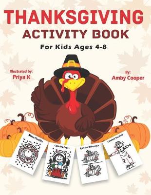 Book cover for Thanksgiving Activity Book For Kids Ages 4-8