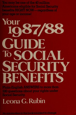 Cover of Your 1987/88 Guide to Social Security Benefits
