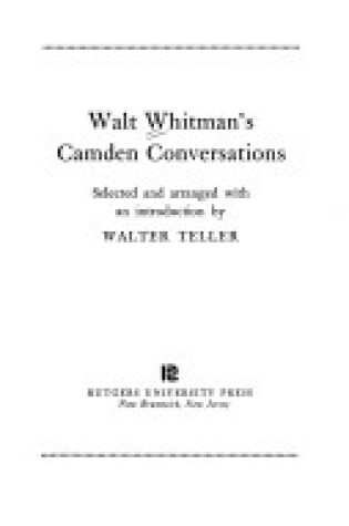Cover of Walt Whitman's Camden Conversations