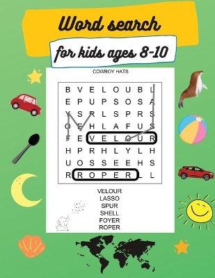 Book cover for Word search for kids ages 8-10