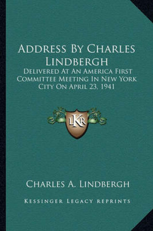 Cover of Address by Charles Lindbergh