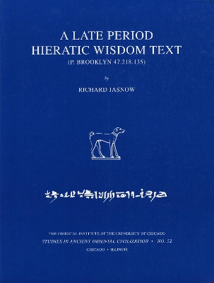 Book cover for A Late Period Hieratic Wisdom Text (P. Brooklyn 47.218.135)