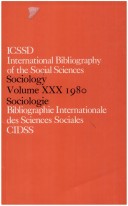 Book cover for IBSS: Sociology: 1980 Vol 30