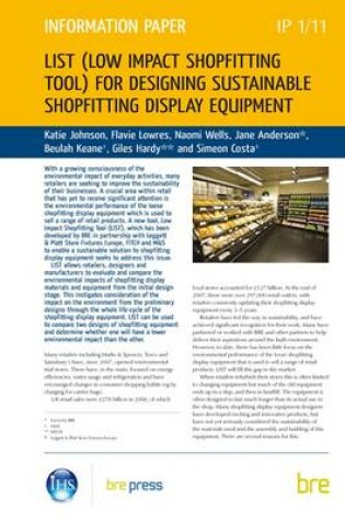 Cover of LIST (Low Impact Shopfitting Tool) for Designing Greener Shopfitting Display Equipment