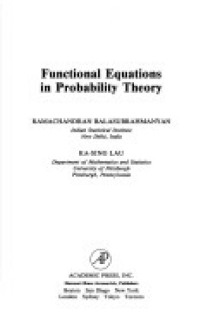 Cover of Functional Equations in Probability Theory