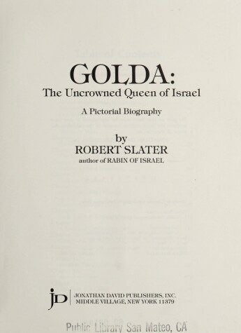 Book cover for Golda, the Uncrowned Queen of Israel