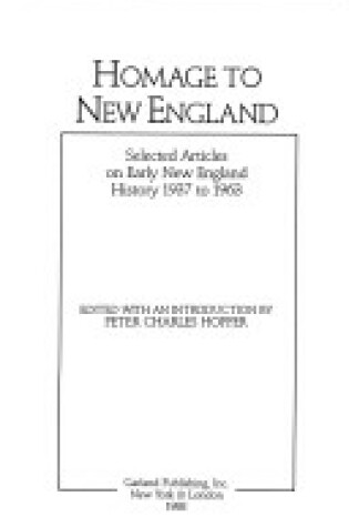 Cover of Homage to New England