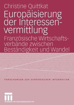 Cover of Europaisierung Der Interessenvermittlung