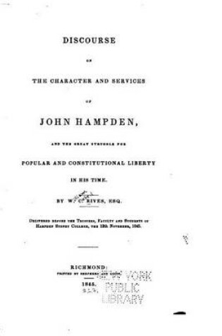 Cover of Discourse on the Character and Services of John Hampden