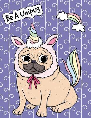 Book cover for Big Fat Bullet Journal Notebook for Dog Lovers Unicorn Pug - Purple