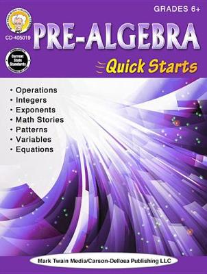 Book cover for Pre-Algebra Quick Starts, Grades 6 - 12