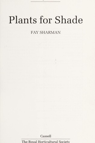 Cover of Plants for Shade