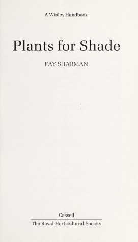 Cover of Plants for Shade