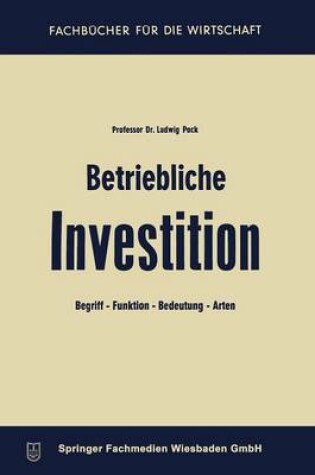 Cover of Betriebliche Investition