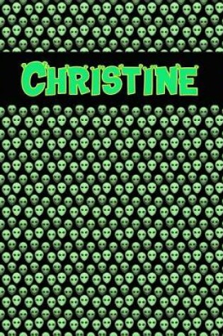 Cover of 120 Page Handwriting Practice Book with Green Alien Cover Christine