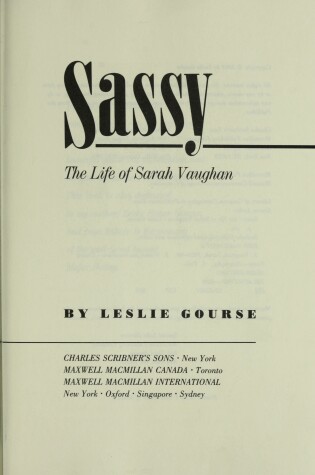 Cover of Sassy: the Life of Sarah Vaughan