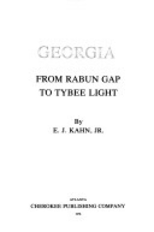 Cover of Georgia from Rabun Gap to Tybee Light