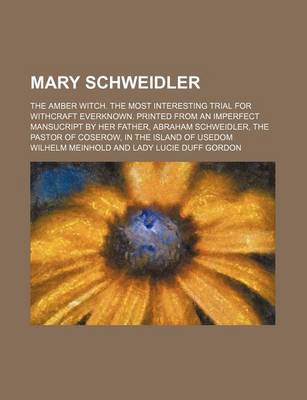 Book cover for Mary Schweidler; The Amber Witch. the Most Interesting Trial for Withcraft Everknown. Printed from an Imperfect Mansucript by Her Father, Abraham Schweidler, the Pastor of Coserow, in the Island of Usedom