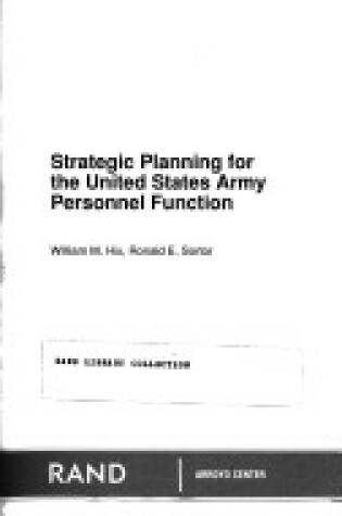 Cover of Strategic Planning for the United States Army Personnel Function