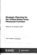 Book cover for Strategic Planning for the United States Army Personnel Function