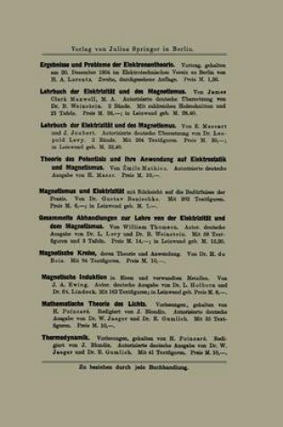 Cover of Die Neueren Wandlungen Der Elektrischen Theorien