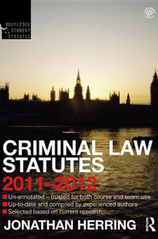 Cover of Criminal Law Statutes 2011-2012