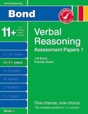 Book cover for Bond Assessment Papers Verbal Reasoning 10-11+ Yrs Book 1