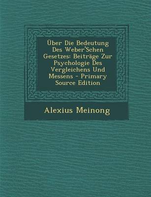 Book cover for Uber Die Bedeutung Des Weber'schen Gesetzes