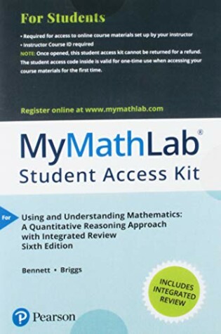 Cover of MyLab Math with Pearson eText -- Standalone Access Card -- for Using and Understanding Mathematics with Integrated Review