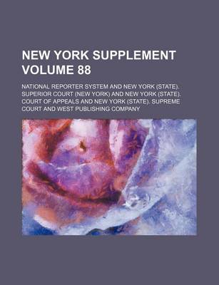 Book cover for New York Supplement Volume 88