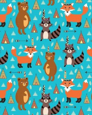 Cover of Journal Notebook Cute Tribal Raccoons, Foxes, and Bears Pattern 2