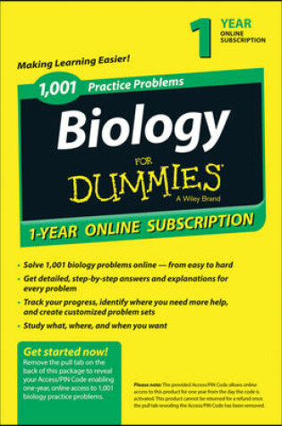Cover of 1,001 Biology Practice Problems for Dummies Access Code Card (1-Year Subscription)