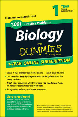 Book cover for 1,001 Biology Practice Problems for Dummies Access Code Card (1-Year Subscription)