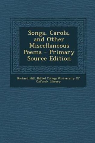 Cover of Songs, Carols, and Other Miscellaneous Poems
