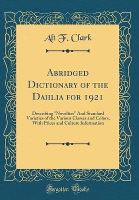 Cover of Abridged Dictionary of the Dahlia for 1921