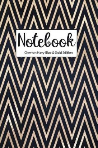 Cover of Notebook Chevron Navy Blue and Gold Edition