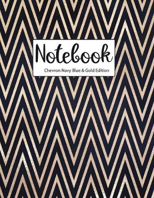 Book cover for Notebook Chevron Navy Blue and Gold Edition