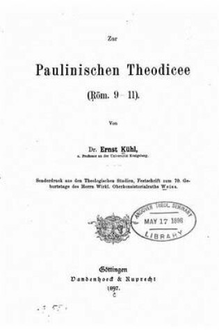 Cover of Zur paulinischen Theodicee, roem. 9-11