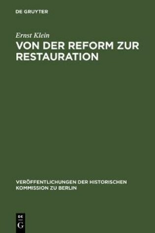 Cover of Von Der Reform Zur Restauration