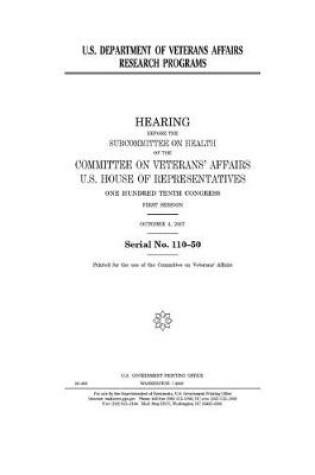 Cover of U.S. Department of Veterans Affairs research programs