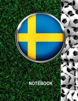 Book cover for Notebook. Sweden Flag And Soccer Balls Cover. For Soccer Fans. Blank Lined Planner Journal Diary.