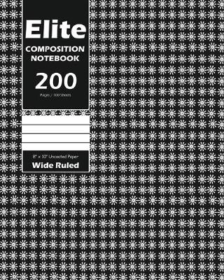 Book cover for Elite Composition Notebook, Wide Ruled 8 x 10 Inch, Large 100 Sheet, BLack Cover