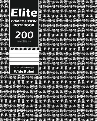 Book cover for Elite Composition Notebook, Wide Ruled 8 x 10 Inch, Large 100 Sheet, BLack Cover