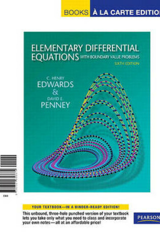 Cover of Elementary Differential Equations with Boundary Value Problems, Books a la Carte Edition