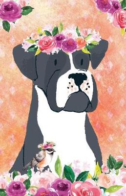 Book cover for Journal Notebook For Dog Lovers Black Boxer In Flowers