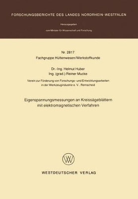 Book cover for Eigenspannungsmessungen an Kreisseagebleattern Mit Elektromagnetischen Verfahren