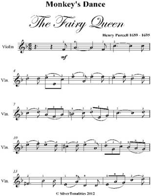 Book cover for Monkey's Dance the Fairy Queen Easy Violin Sheet Music