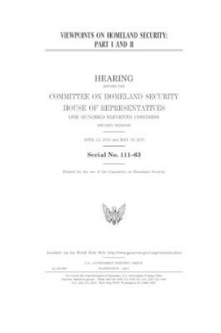 Cover of Viewpoints on homeland security. Pt. I and II