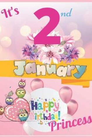 Cover of It's 2nd January Happy Birthday Princess Notebook Journal