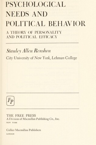Cover of Psychological Needs and Political Behaviour